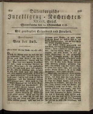 XXXVII. Stück. Sonnabends den 15. September 1798.