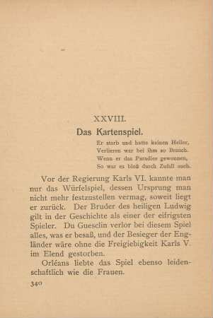 XXVIII. Das Kartenspiel