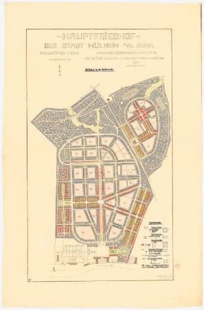Hauptfriedhof, Mülheim/Ruhr: Grundriss 1:1000