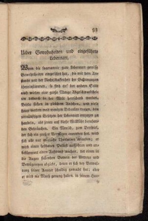 Ueber Gewohnheiten und eingeführte Lebensart.