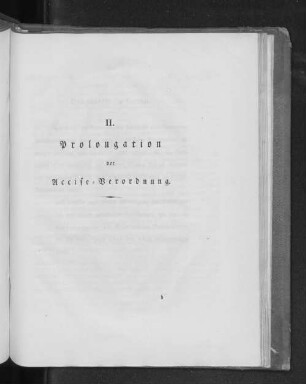 II. Prolongation der Accise-Verordnung.