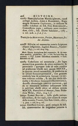 426-427, Traités sur les Monnoies, Poids, Mesures, &c. des Anciens