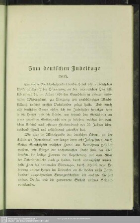 Zum deutschen Jubeltage