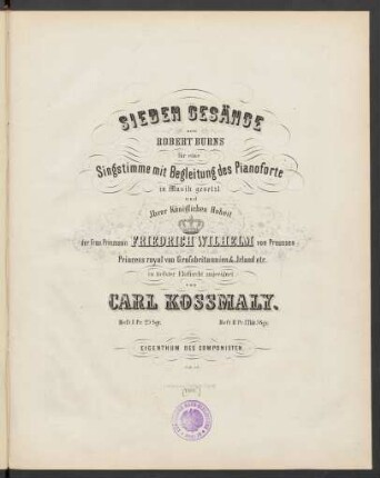 Heft 1: Sieben Gesänge von Robert Burns