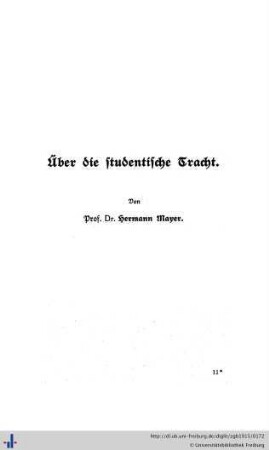 Über die studentische Tracht.
