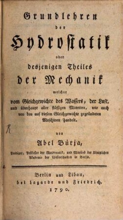 Grundlehren der Hydrostatik
