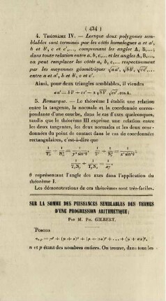 Sur la somme des puissances semblables des termes d'une progression arithmétique.