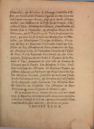 Anagrammes sur l'Auguste nom de sa Majesté Tres Crétienne Louis Quatorsieme du nom, Roy de France et Denaverre