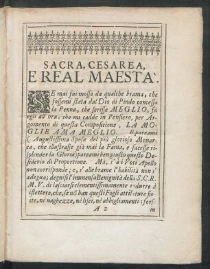 Sacra, Cesarea, E Real Maesta.
