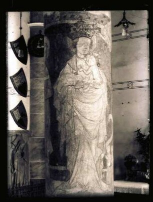 Kirche St. Moritz; bemalte Säule, Madonna