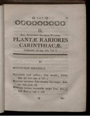 II. Plantæ rariores Carinthiacæ.