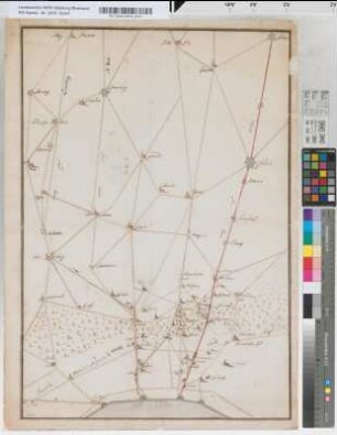 [Karte des Wegenetzes westl. v. Köln zwischen Köln, Jülich, Aachen, Stolberg, Prüm].