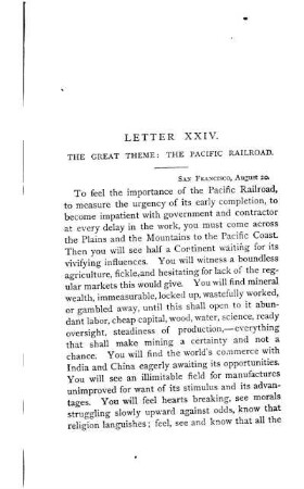 LETTER XXIV. THE GREAT THEME: THE PACIFIC RAILWAY