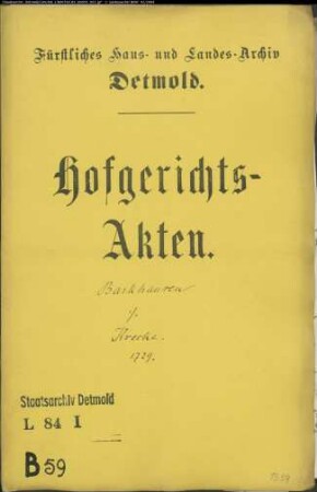 Barkhausen, Kanzleirat zu Niederbarkhausen gegen Amtmann Krecke - Grundzins