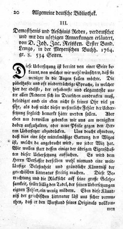 III. Demosthenis und Aeschinis Reden.