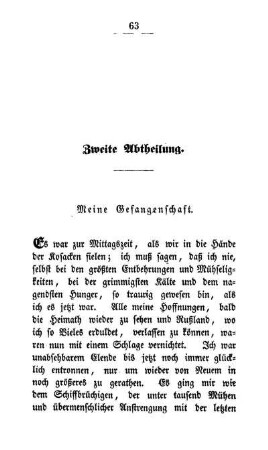 Zweite Abtheilung. Meine Gefangenschaft