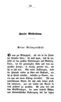 Zweite Abtheilung. Meine Gefangenschaft