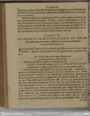 Caput II. De Objecto Praedestinationis Ad Vitam secundum quantitatem consideratio, sententia orthodoxa exponitur & demonstratur