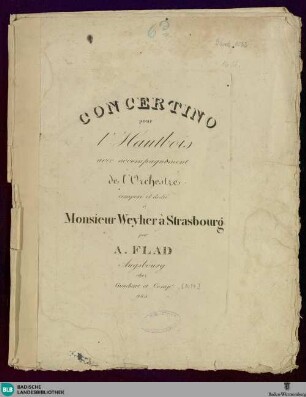 Concertino pour l'hautbois avec accompagnement de l'orchestre