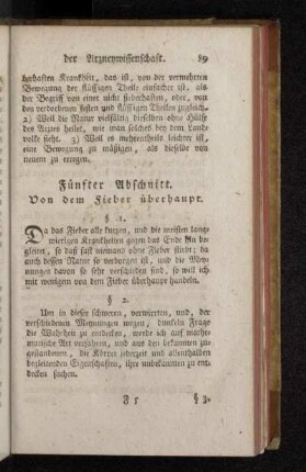 Fünfter Abschnitt. Von dem Fieber überhaupt.