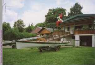 Blick vom Bootsplatz zum Bootshaus des Casseler Frauen-Ruder-Vereins