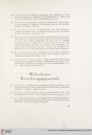 Holzarbeiten, Einrichtungsgegenstände (Nr. 291-317)