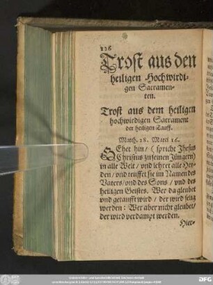 Trost aus den heiligen Hochwirdigen Sacramenten.