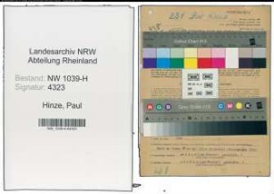 Entnazifizierung Paul Hinze , geb. 16.05.1897 (Betriebswart)