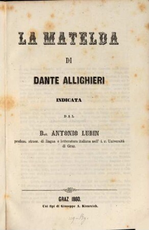 La Matelda di Dante Allighieri
