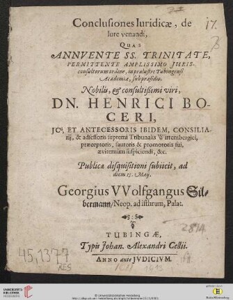 Conclusiones Iuridicae, de Iure venandi