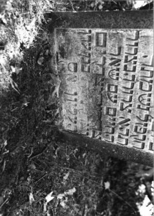 Grabstein 285 (Index: 99795777) Maße HxBxT: 98x59x9 cm Symbolik: Blüte: Grabstein 285 (Detailaufnahme)