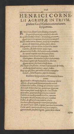[...] In Trivmphalem Caroli Caesaris coronatione Epigramma.