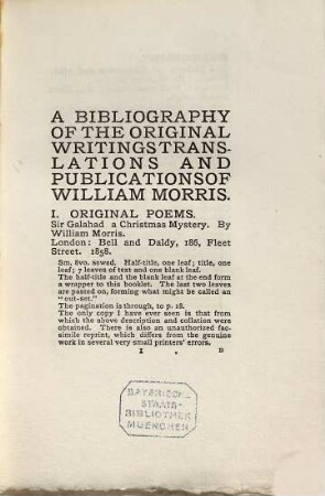 A bibliography of the works of William Morris
