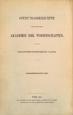 Sitzungsberichte. 79. 1875