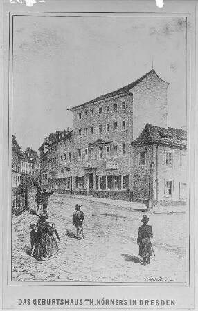 Geburtshaus von Theodor Körner, Ansicht, Lithographie, um 1860