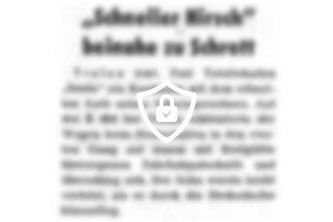 "Schneller Hirsch" beinahe zu Schrott