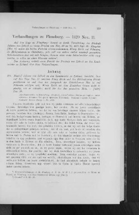 Verhandlungen zu Flensburg. - 1420 Nov. 11.