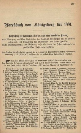 Verzeichnis der bewohnten Straßen und jedes bewohnten Hauses, ...