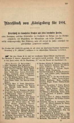 Verzeichnis der bewohnten Straßen und jedes bewohnten Hauses, ...