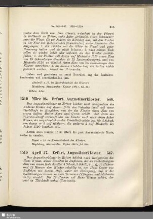 547. 1519, April 27. Erfurt, Augustinerkloster