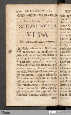 Anicii Manlii Torquuti Severini Boethii Vita.