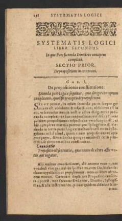 Systematis Logici Liber Secundus. In quo Pars secunda Directrix conceptus complexi.