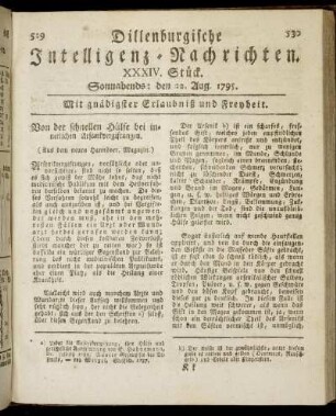 XXXIV. Stück. Sonnabends: den 22. Aug. 1795.