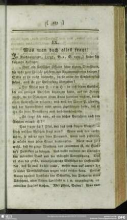 IX. Was man doch alles fragt!