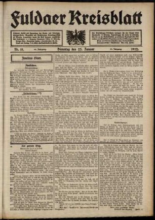 Zweite Ausgabe vom Dienstag, den 23. Januar 1912.
