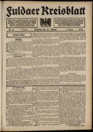 Zweite Ausgabe vom Dienstag, den 23. Januar 1912.