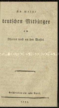 An meine teutschen Mitbürger