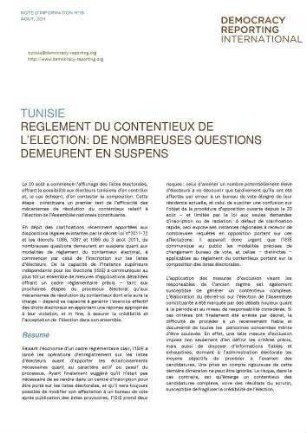 Tunisie : reglement du contentieux de l'élection ; de nombreuses questions demeurent en suspens