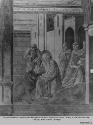 Kapellenausmalung : Leben des heiligen Hieronymus : Der heilige Hieronymus zieht dem Löwen den Dorn heraus