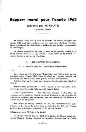 275-287, Rapport moral pour l'année 1963